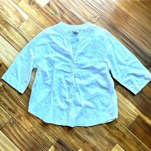 Hot Cotton White Linen Top 1X